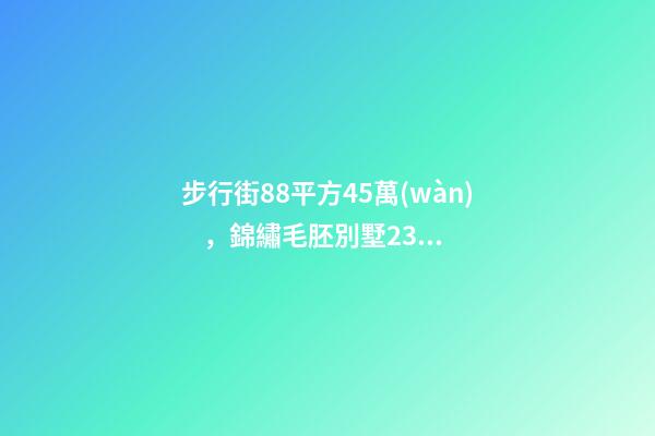 步行街88平方45萬(wàn)，錦繡毛胚別墅230萬(wàn)，城南自建房273平帶院165萬(wàn)